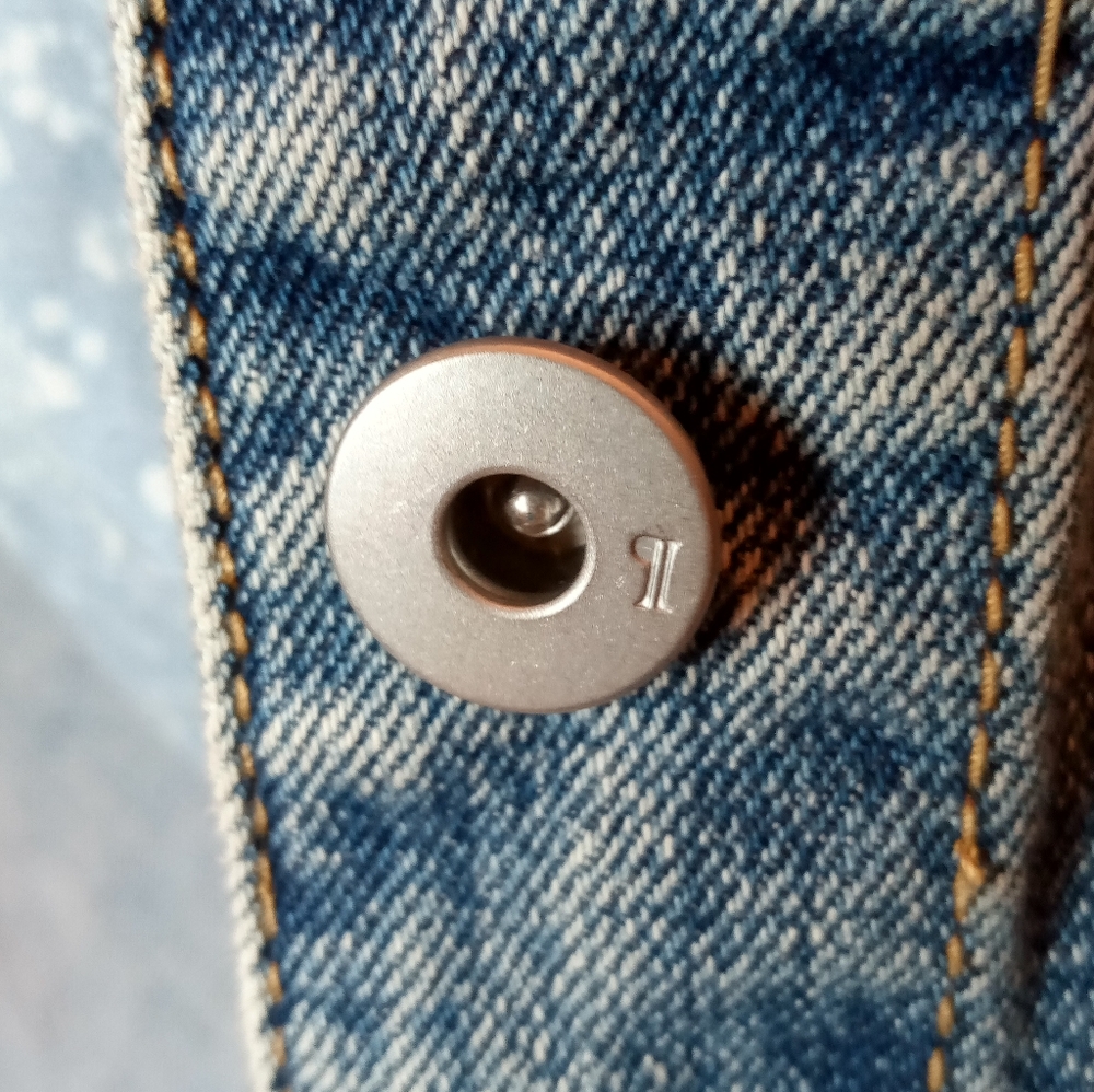 Anthropologie Blue Denim Jacket with White Crochet Hem - Picture 11 of 12